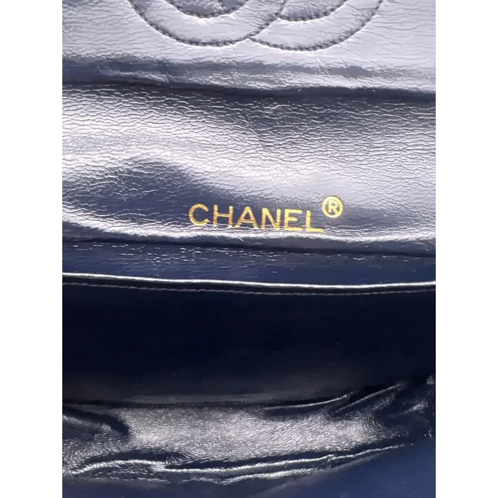CHANEL Mademoiselle Lambskin Black Grosgrain Half Moon Flap Shoulder Bag